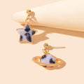 Asymmetric Jewellery Leopard Pattern Star Planet Dangle Earrings Accessories