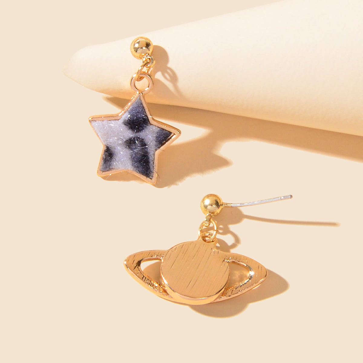 Asymmetric Jewellery Leopard Pattern Star Planet Dangle Earrings Accessories