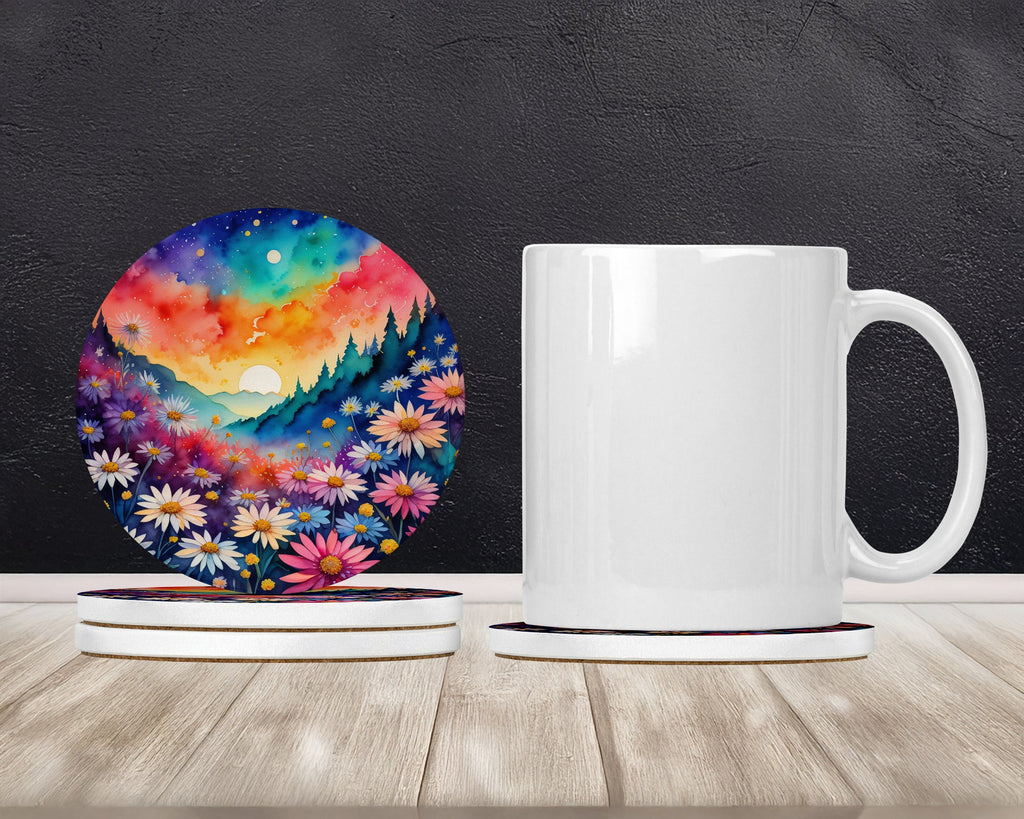 Colorful Asters Large Sandstone Coasters Pack of 4