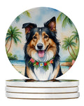 Collie Luau Large Sandstone Coasters Pack of 4