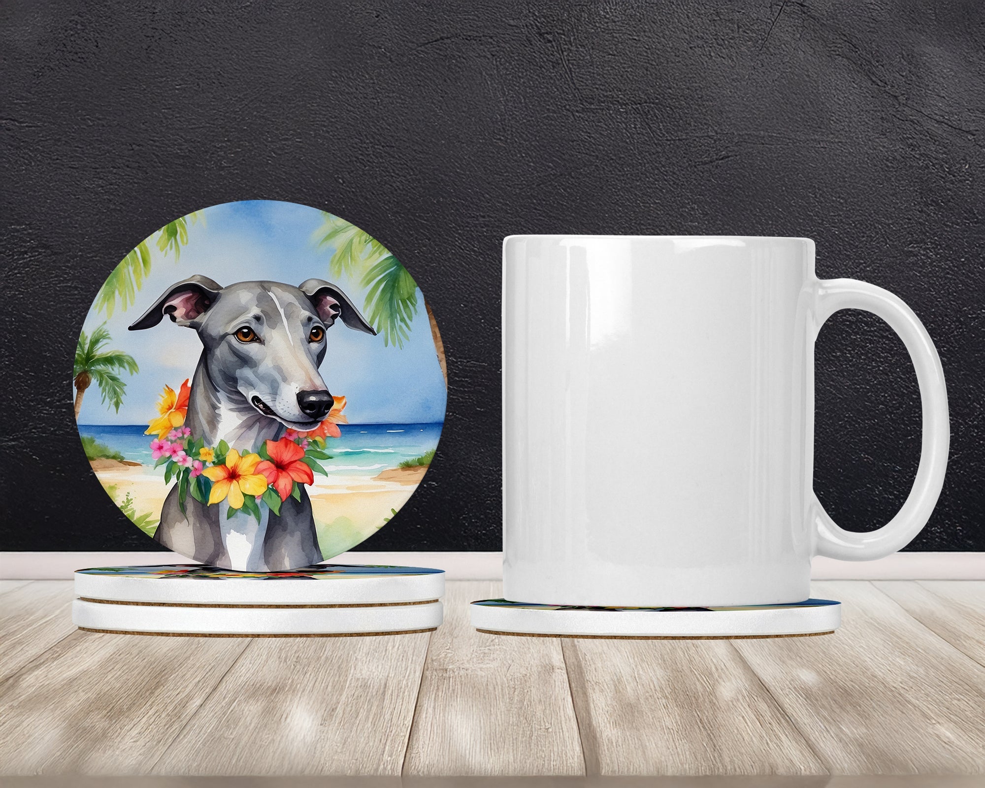 Greyhound Luau Large Sandstone Coasters Pack of 4