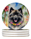 Keeshond Luau Large Sandstone Coasters Pack of 4