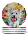 Westie Luau Large Sandstone Coasters Pack of 4