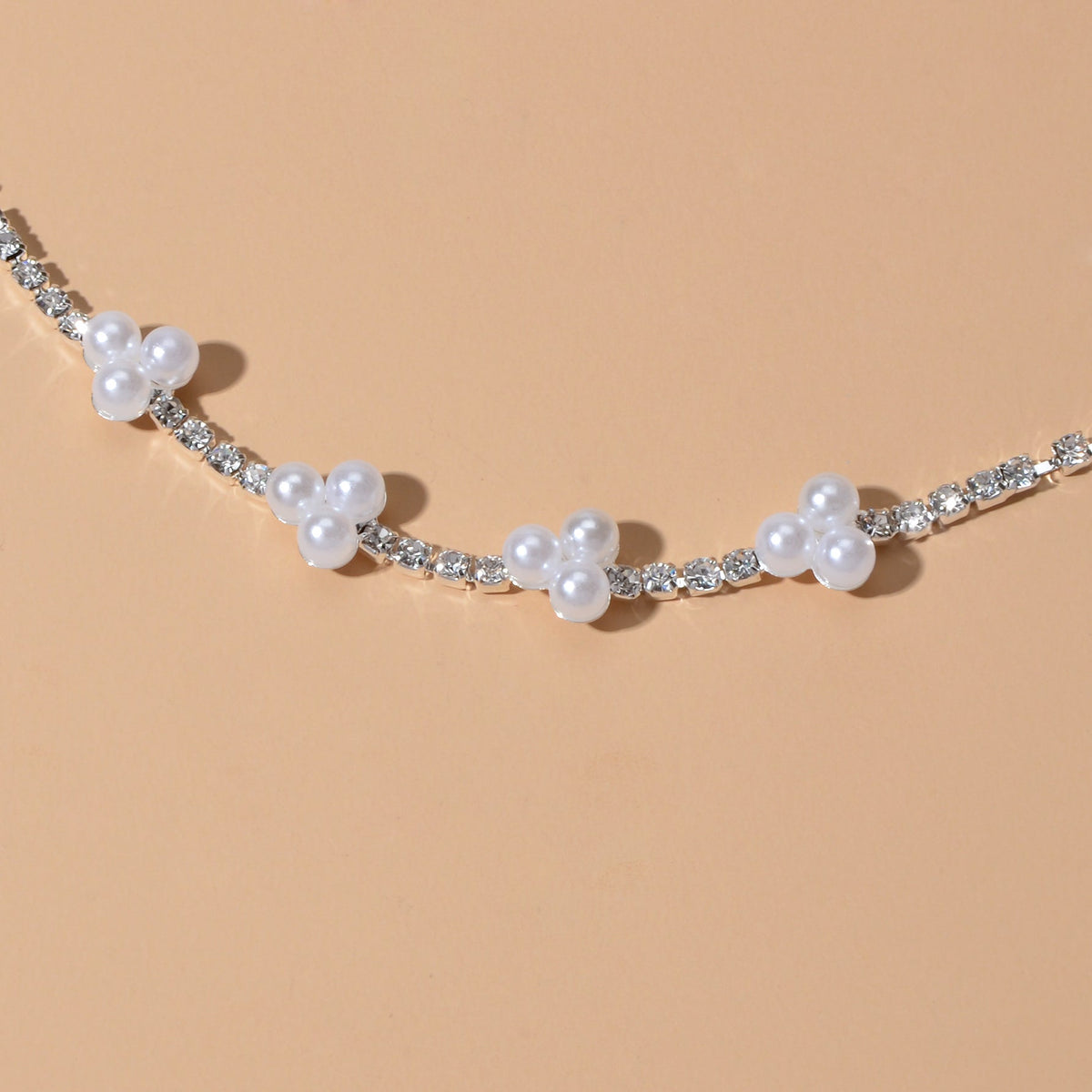 Luxurious Anniversary Wedding Jewellery Rhinestone Pearl Silver Chain Bracelets