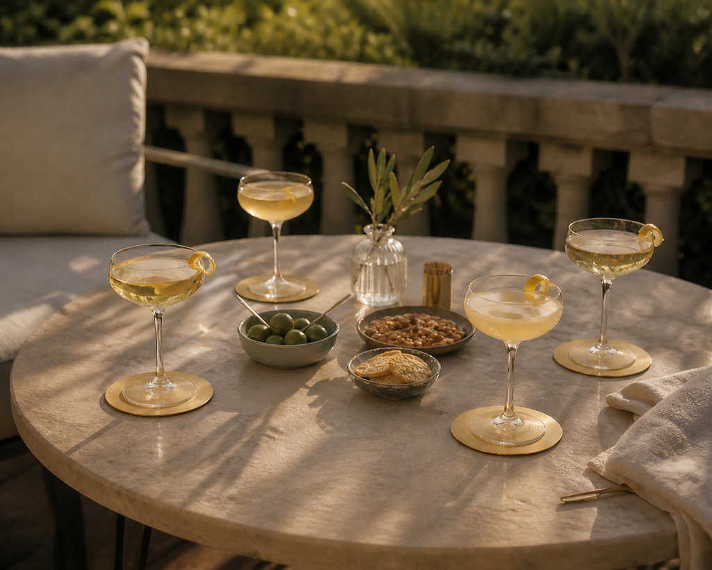 Ivy Brass Coasters – Set of 4 Brass Gold Round Drink Coasters
