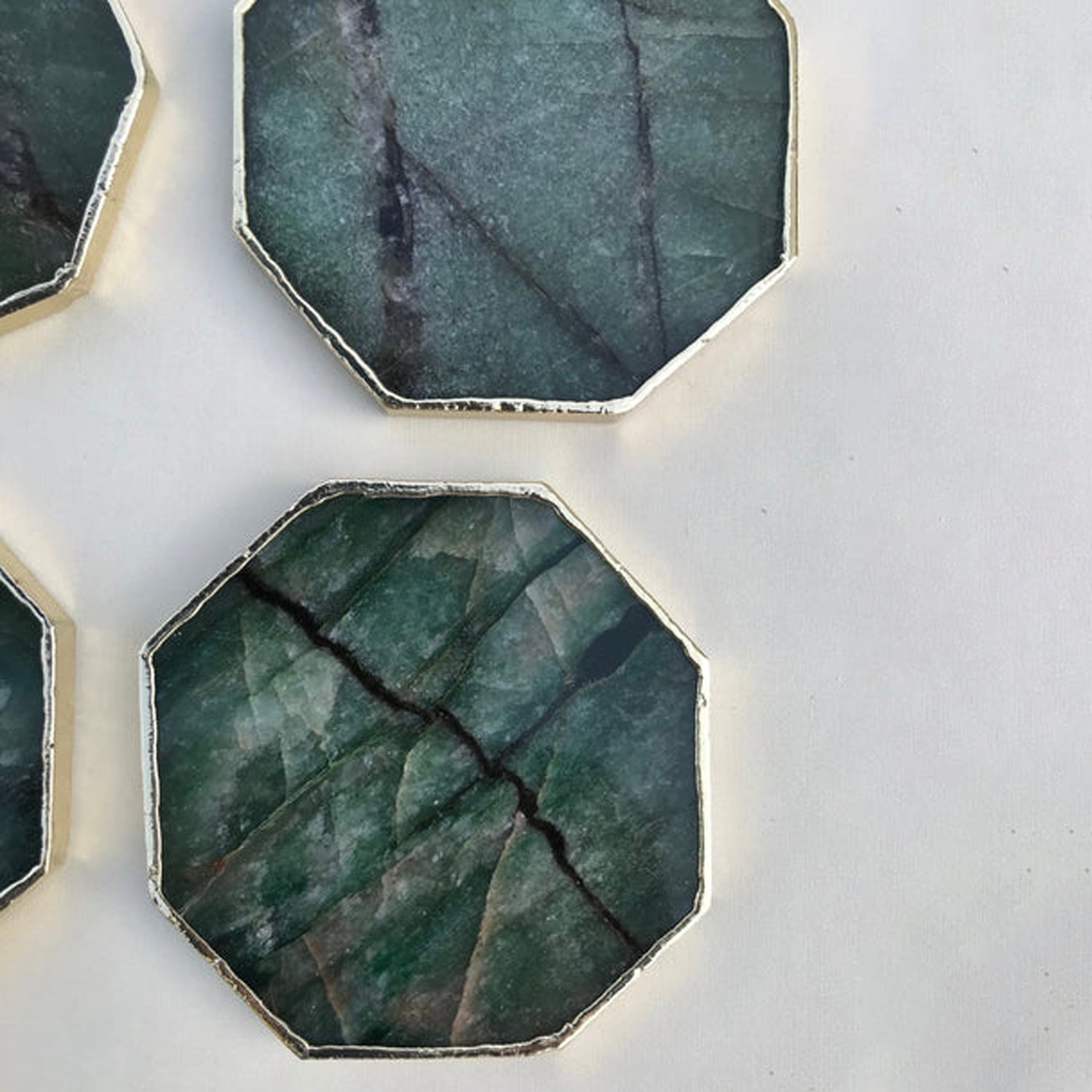 Sage Green Agate Octagon Coasters - Set of 4 Large Coasters/Personalised Momentos